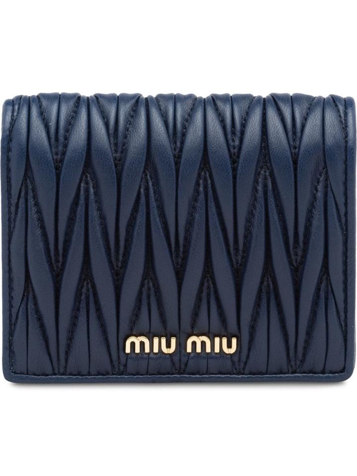 Miu Miu Matelassé Leather Wallet - Blue
