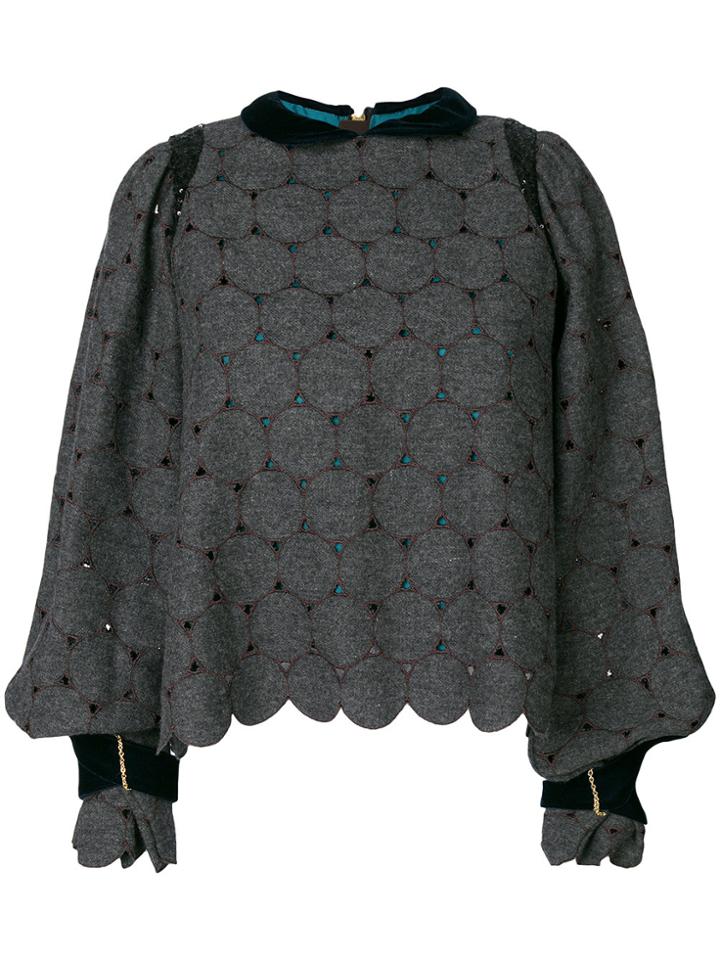 Kolor Pan Collar Balloon Sleeve Sweater - Grey