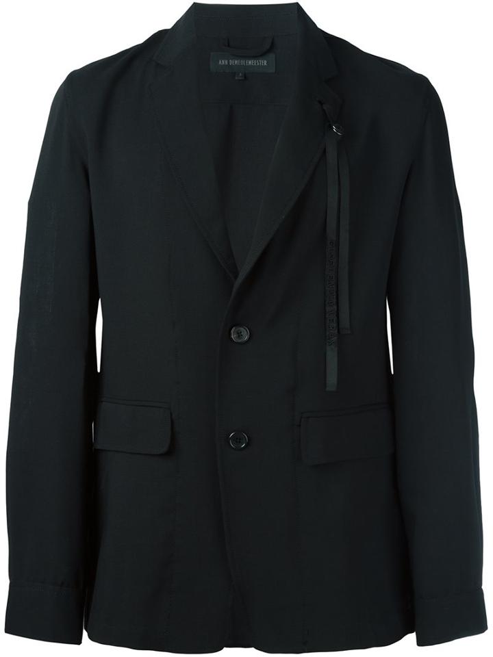 Ann Demeulemeester Grise Straps Detail Blazer, Men's, Size: Large, Black, Cotton/virgin Wool