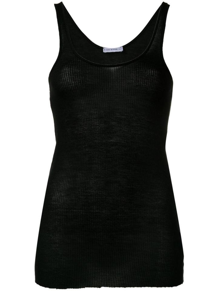 Fine Edge Ribbed Tank Top - Black