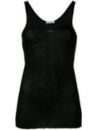 Fine Edge Ribbed Tank Top - Black