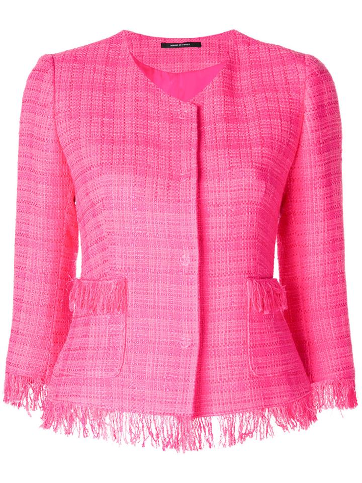 Tagliatore Cropped Tweed Jacket - Pink & Purple