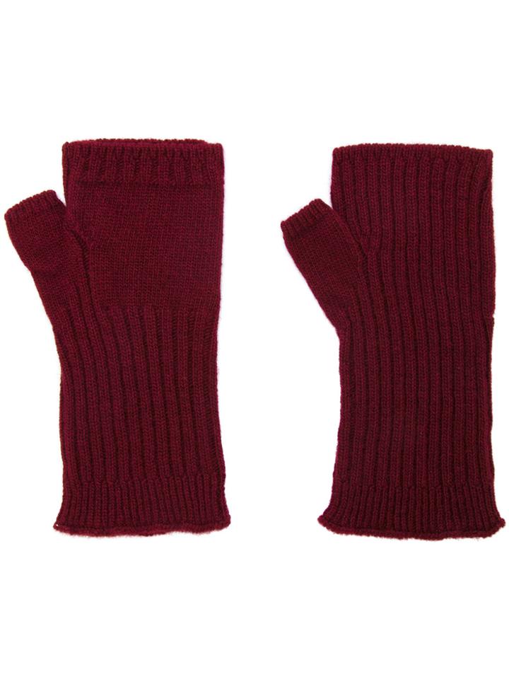 Undercover Ribbed Fingerless Gloves - Red