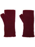 Undercover Ribbed Fingerless Gloves - Red