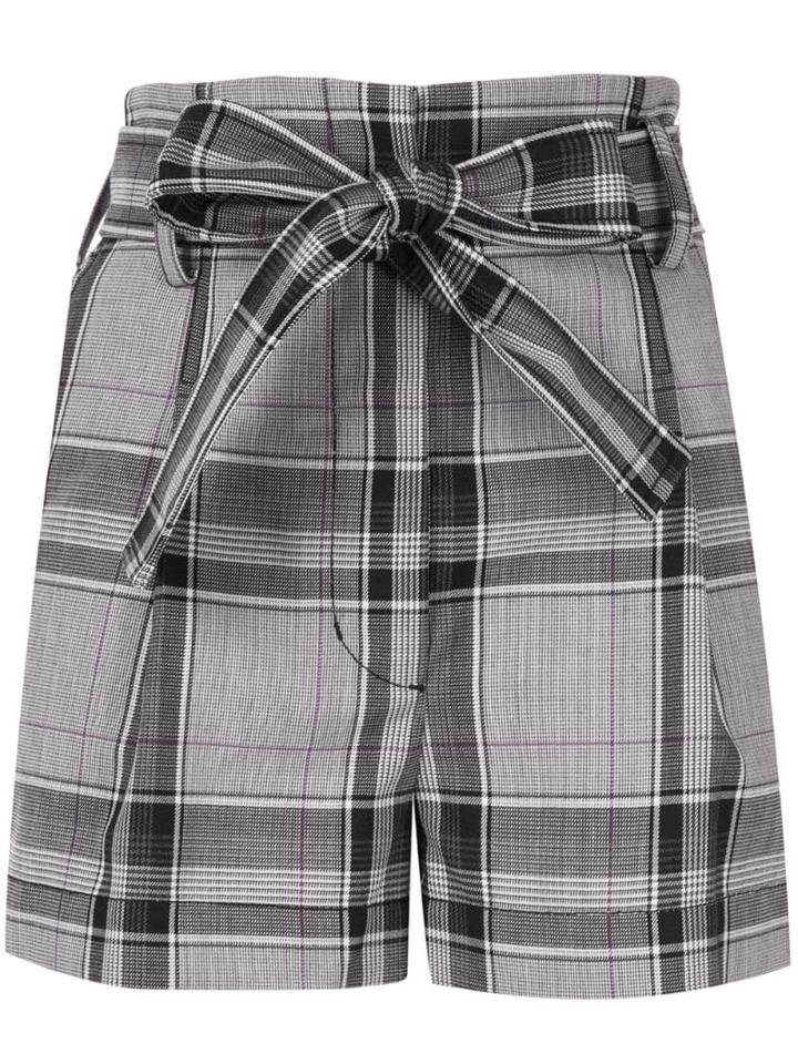 3.1 Phillip Lim Plaid High-waisted Shorts - Grey