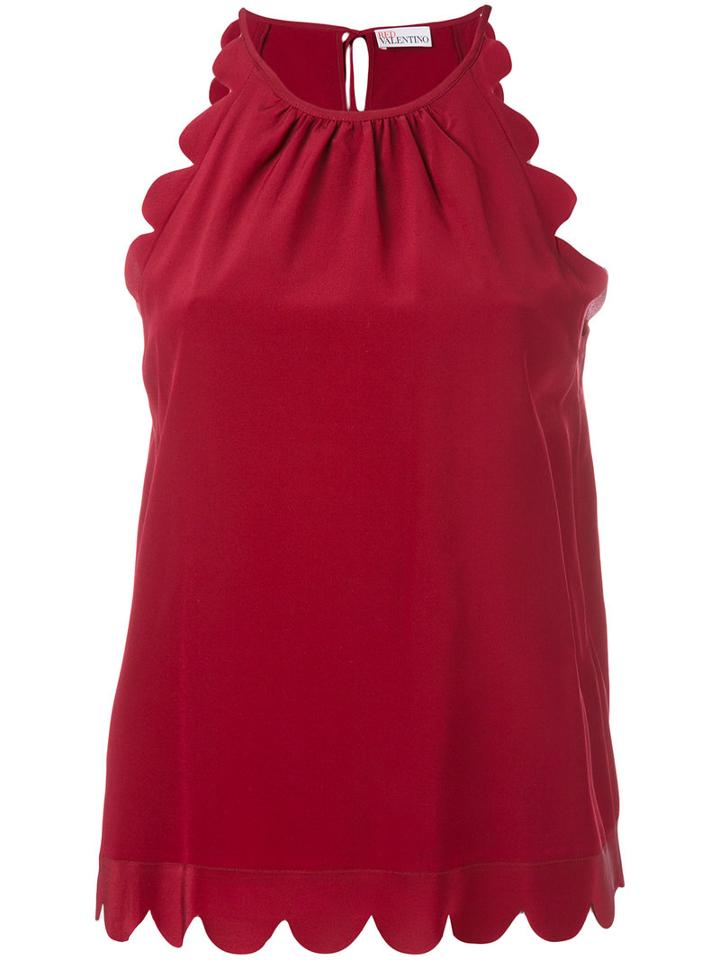 Red Valentino - Scalloped Sleeveless Top - Women - Silk - 38, Silk