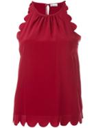 Red Valentino - Scalloped Sleeveless Top - Women - Silk - 38, Silk
