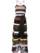 Salvatore Ferragamo Striped Knit Maxi Dress, Women's, Size: Small, Black, Polyamide/cotton/silk