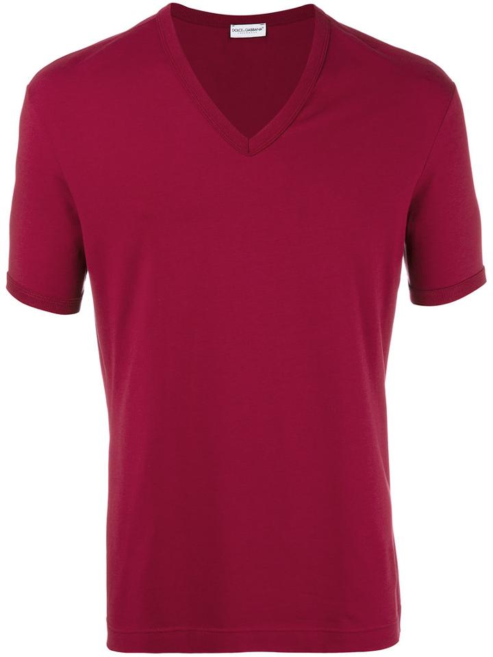 Dolce & Gabbana Underwear V Neck T-shirt, Men's, Size: Xl, Red, Cotton/spandex/elastane