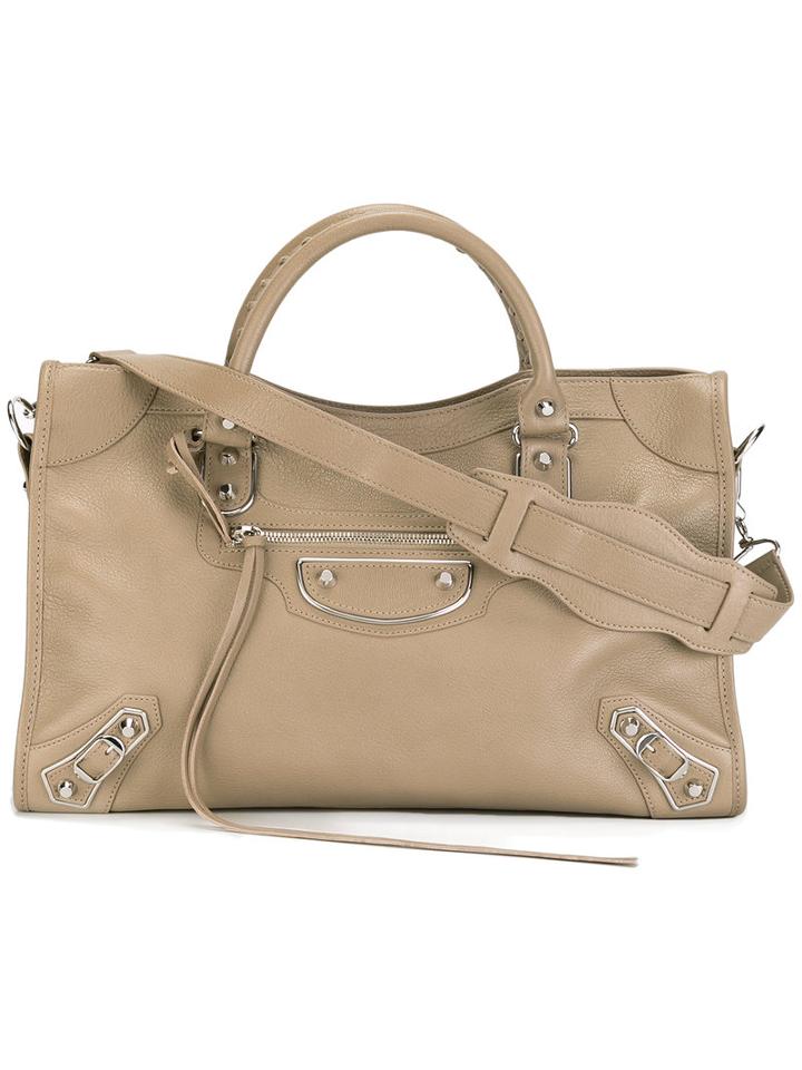Balenciaga Classic City Tote, Women's, Nude/neutrals, Cotton/leather