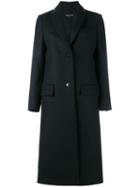 Valentino 'rockstud' Single Breasted Coat, Women's, Size: 38, Black, Silk/cotton/linen/flax/virgin Wool