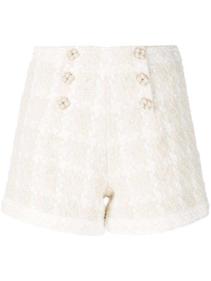 Edward Achour Paris Tweed Shorts - Nude & Neutrals