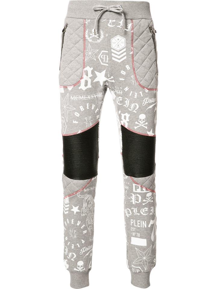 Philipp Plein Printed Track Pants, Men's, Size: Xl, Grey, Cotton