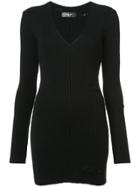 Amiri Deep V-neck Ribbed Dress - Black