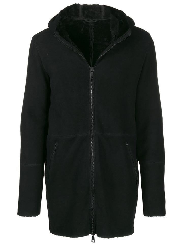 Giorgio Brato Hooded Front Zip Coat - Black