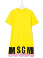 Msgm Kids Logo T-shirt Dress - Yellow & Orange