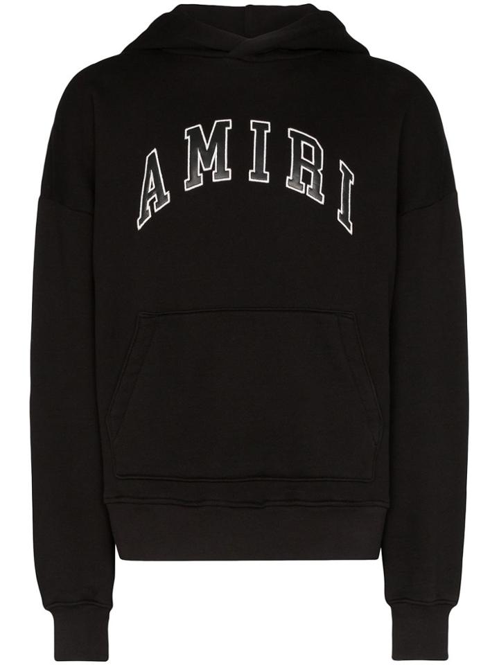 Amiri Logo-appliqué Cotton Hoodie - Black