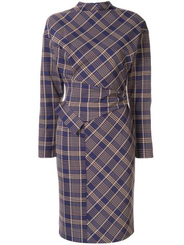 Portspure Checked Midi Dress - Blue