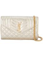Saint Laurent Monogram Shoulder Bag, Women's, Grey, Calf Leather/metal (other)