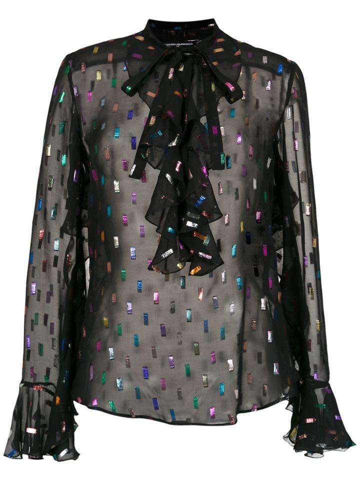 Reinaldo Lourenço Sheer Embroidered Shirt - Black