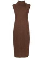 Anrealage High Neck Ribbed Knit Dress - Brown