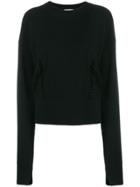 Helmut Lang Cropped Crewneck Sweater - Black