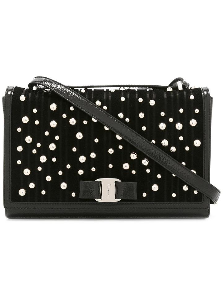Salvatore Ferragamo 'jenny' Studded Pearl Bag - Black