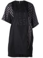 Sacai Printed Striped T-shirt Dress, Women's, Size: Iii, Black, Polyester/cotton/cupro