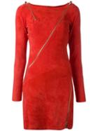 Jitrois Zip Detail Bodycon Dress, Women's, Size: 36, Yellow/orange, Lamb Skin/cotton/spandex/elastane