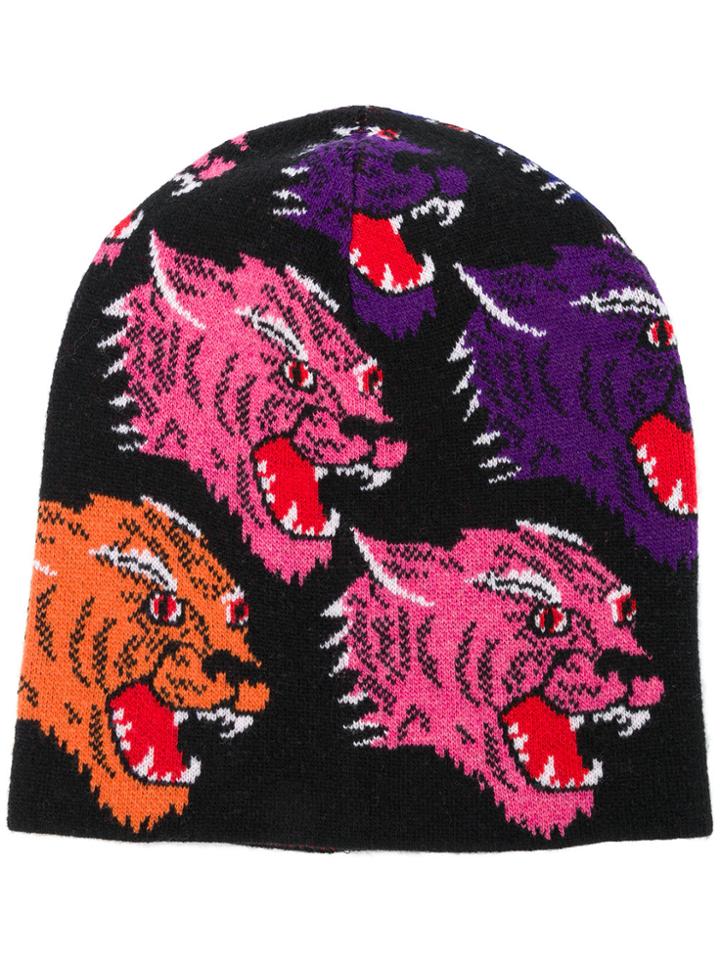 Gucci Tiger Knit Beanie - Black