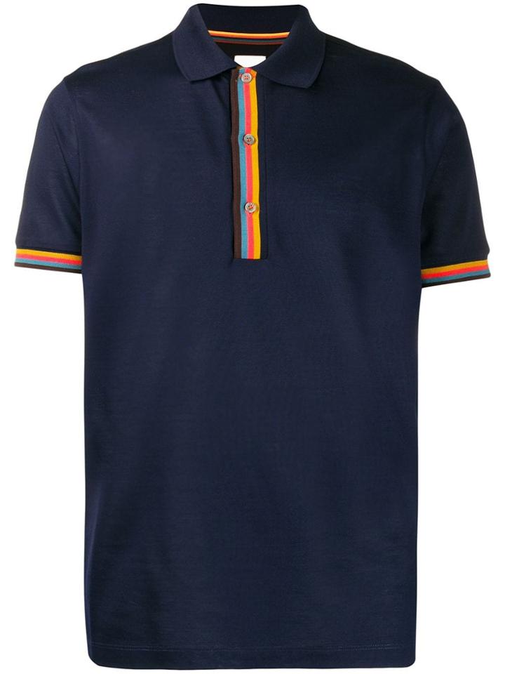 Paul Smith Stripe Detail Polo Top - Blue