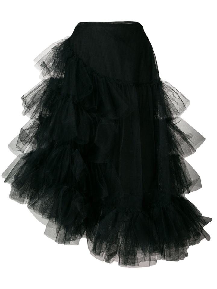 Simone Rocha Tiered Mesh Turbo Skirt - Black