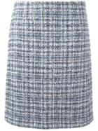 Lanvin Tweed Checked Skirt, Size: 38, Blue, Cotton/polyester/acrylic/wool