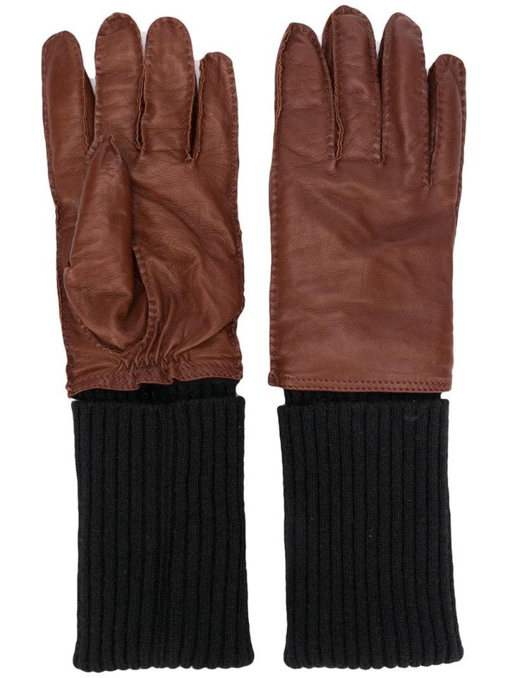Ami Paris Leather Gloves - Brown