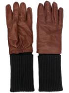 Ami Paris Leather Gloves - Brown