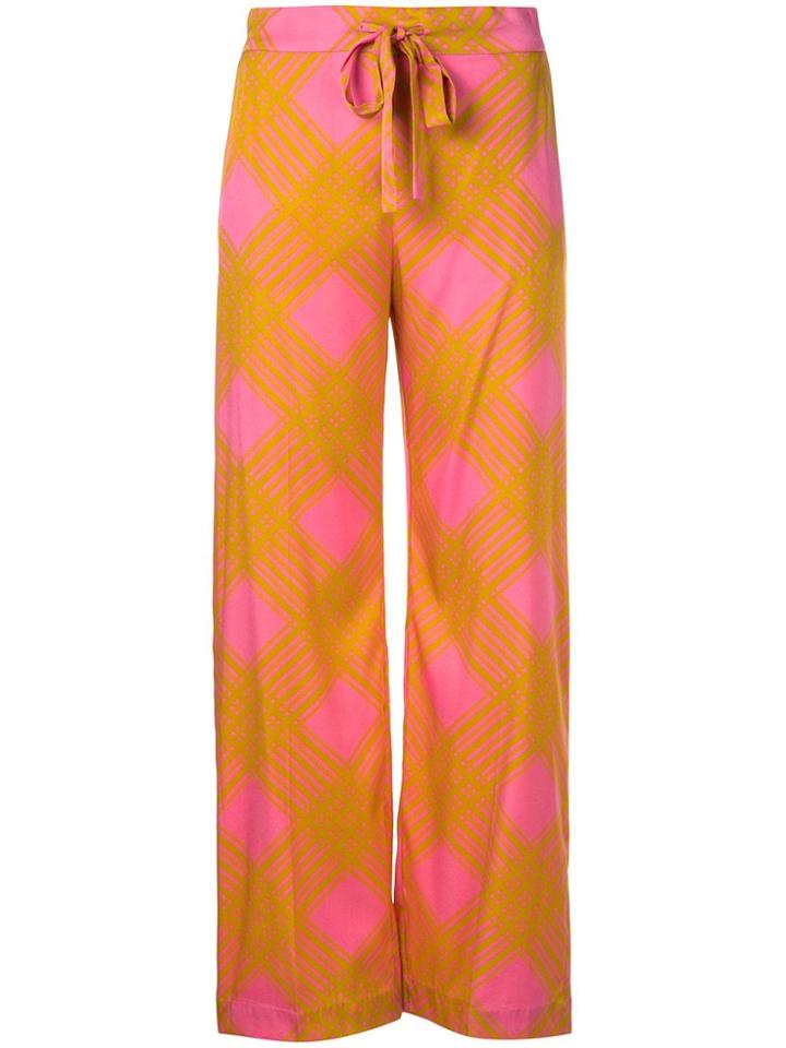 Baum Und Pferdgarten Diamond Plaid Palazzo Trousers - Pink