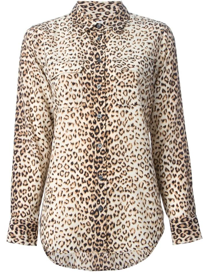 Equipment Leopard Print Shirt, Women's, Size: Small, Nude/neutrals, Silk