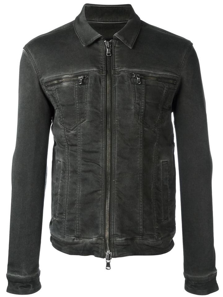 John Varvatos Zip Up Denim Jacket, Men's, Size: Small, Grey, Cotton/lyocell/polyester/spandex/elastane
