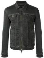 John Varvatos Zip Up Denim Jacket, Men's, Size: Small, Grey, Cotton/lyocell/polyester/spandex/elastane