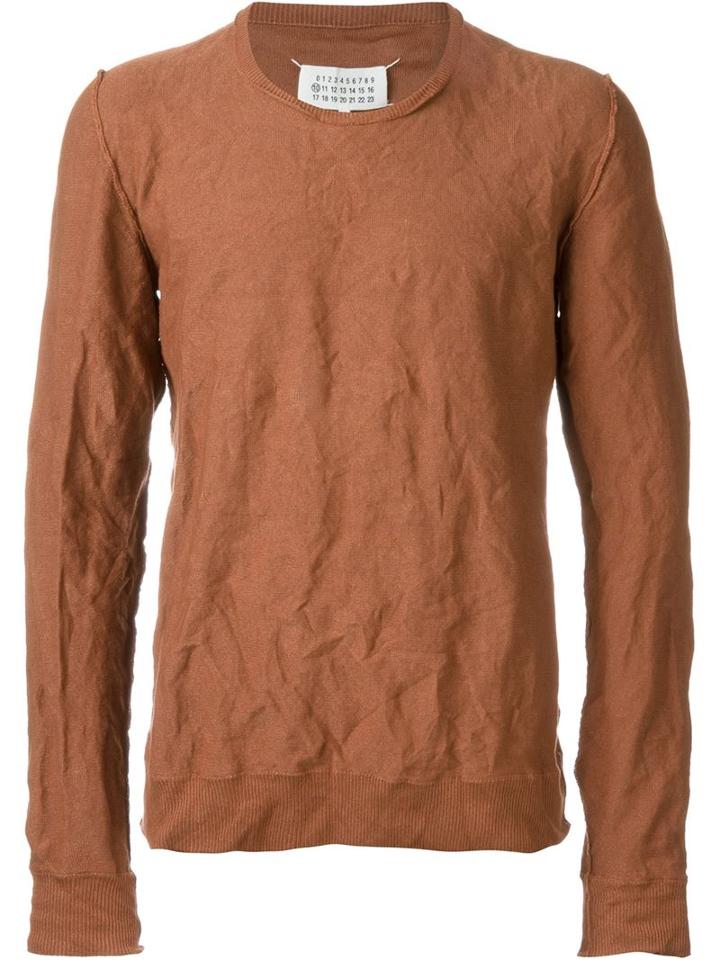 Maison Margiela Distressed Jumper, Men's, Size: Medium, Brown, Cotton/metallic Fibre