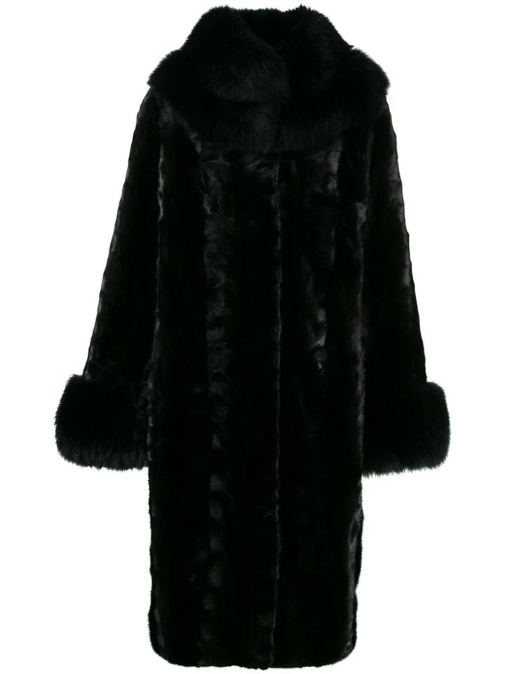 Saks Potts Single Breasted Fur Coat - Black