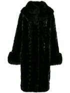 Saks Potts Single Breasted Fur Coat - Black