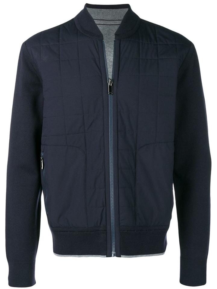 Z Zegna Quilted Bomber Jacket - Blue