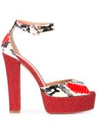 Madison. Maison Snakeskin Effect Platform Sandals - Red