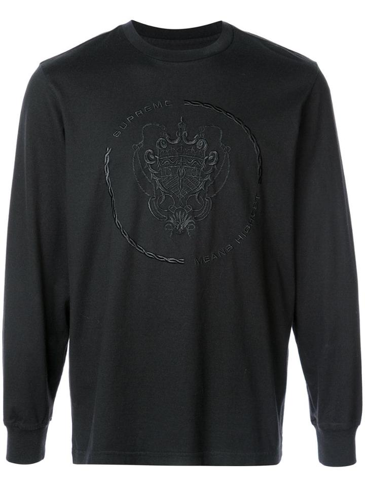 Supreme Embroidered Crest Long T-shirt - Black