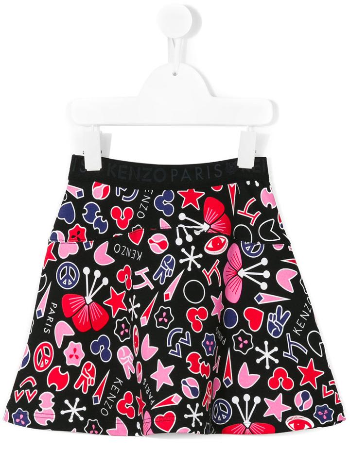 Kenzo Kids - Printed Skirt - Kids - Cotton - 6 Yrs, Black