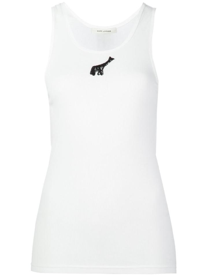 Marc Jacobs Sequinned Giraffe Tank Top, Women's, Size: Small, White, Cotton/modal/sequin