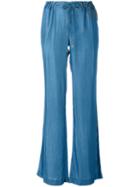 Michael Michael Kors - Drawstring Bellbottoms - Women - Lyocell - 4, Women's, Blue, Lyocell