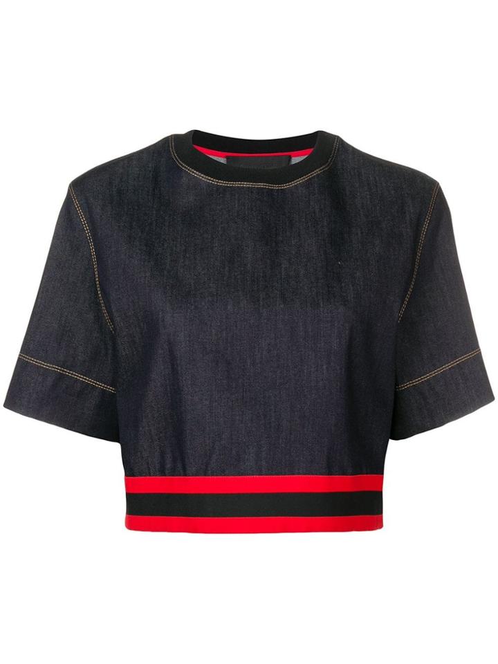 No Ka' Oi Ribbed Trim Crop Top - Blue