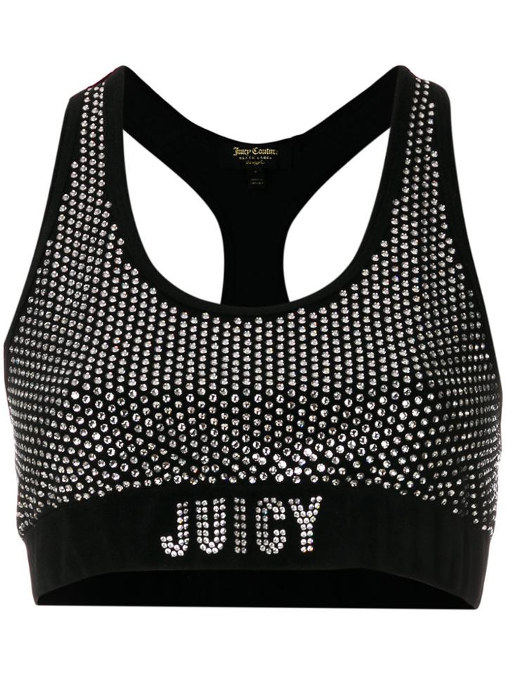 Juicy Couture Exclusive Swarovski Embellished Velour Crop Top - Black